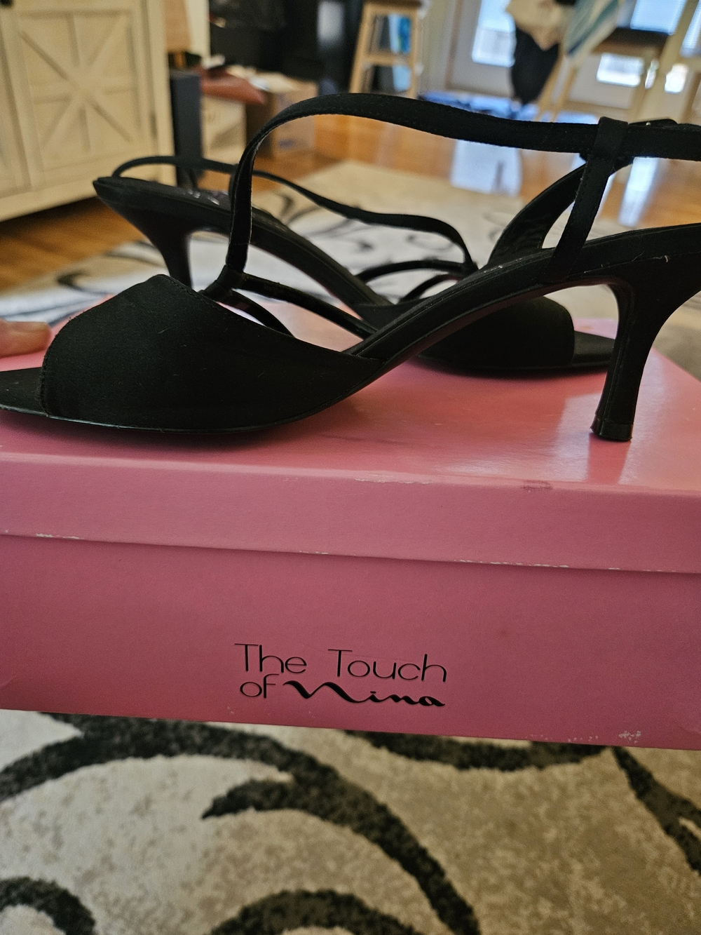 Touch of Nina Black Strappy Mid-Heel Sandals